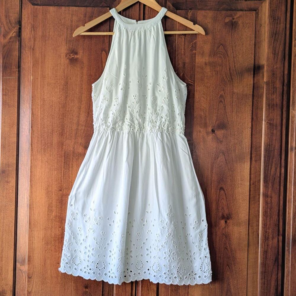 Sim & Sam White Eyelet Halter Mini Dress Size Medium